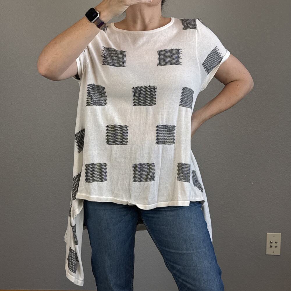 Stella Carakasi Lazy Days Sweater Lightweight Tunic Size L White Cotton Modal